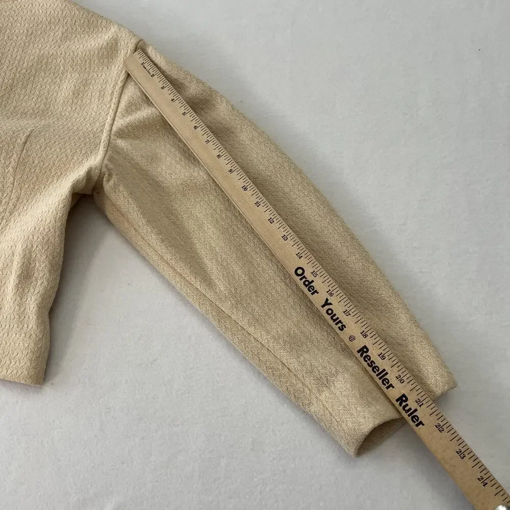 & Other Stories Jacket Womens 2 Beige Wool Herringbone Belted‎ Short LA Atelier